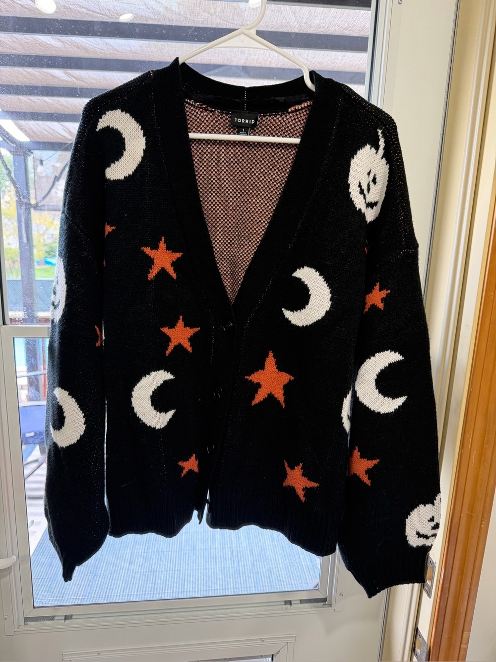 Torrid Black Halloween Moon & Star Cardigan Sweater